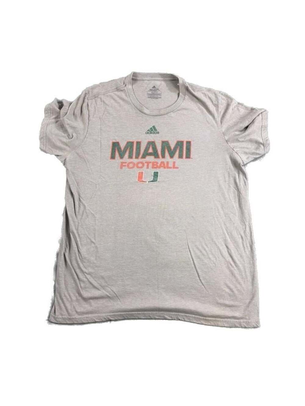 adidas University of Miami Hurricanes Football Go-To Performance Tee Size XL